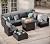 8 Pieces Patio Furniture Sectional Sofa 50000 BTU Propane Gas Fire Pit Table, Outdoor PE Rattan Patio Conversation Set with Glass Coffee Tables and Cushions for for Lawn, Poolside, Backyard/Grey