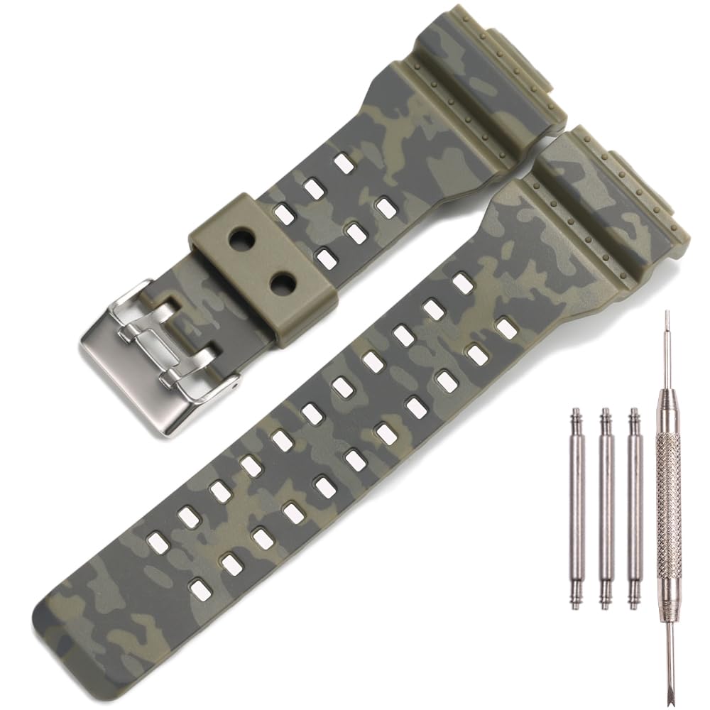 XBHSW Resin Replacement Bands Compatible with Casio G-Shock GA100 GA-100 GA-120 GA110 GD-120 GD100 Watch Band