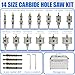 Pro Edge 20pcs Carbide Hole Saw Kit for Hard Metal, TCT 1/2