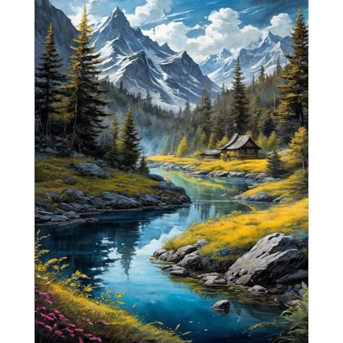 Sretoul Landscape Paint by Numbers Kit for Adults-Mountain Adult Paint ...
