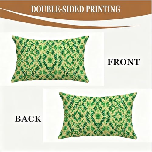 Housse coussin 50x80cm géométrique taie oreiller canapé imperméable lot de 2 vert - 6