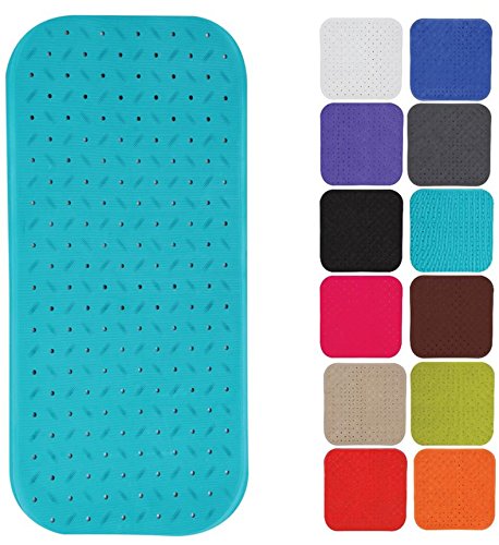 Preisvergleich Produktbild MSV Premium Duschmatte Badematte Badewannenmatte Badewanneneinlage antibakteriell rutschfest mit Saugnäpfen - Hellblau - duftet nach Rosen - ca. 36 x 97 cm - waschbar bei 60° Grad