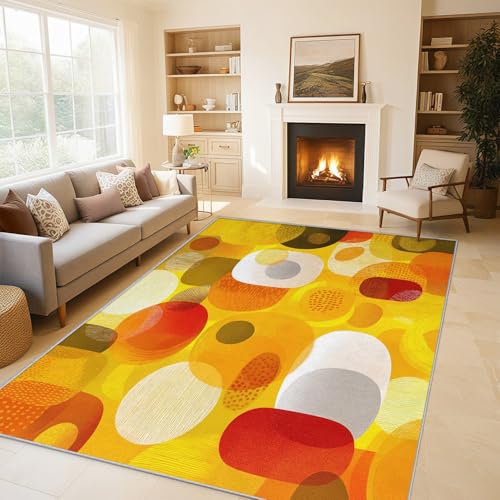 Tapis moderne à poils courts lavable au design géométrique bohème