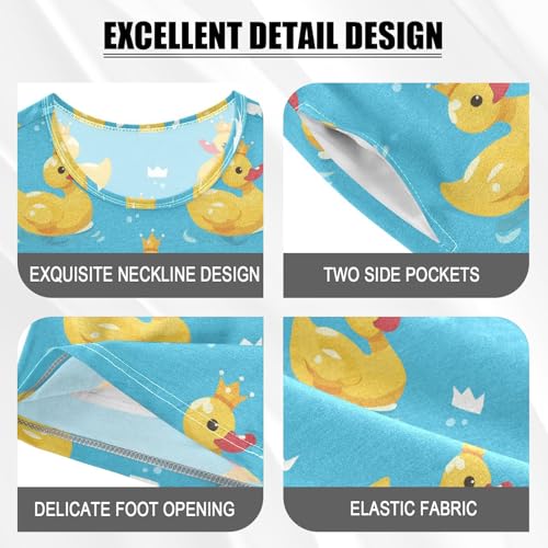 Vdsrup Yellow Ducks Summer Pajamas Set Short Cotton Crowns Sleepwear 2 Piece Unisex 5Y3