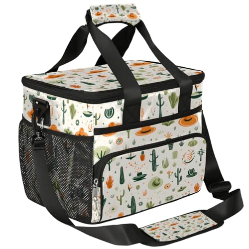Cactus Insulated Picnic Backpack Lunch Box for Women Men Picnic Basket Tote Lunch Bag Picnic Bag Portable Lunch Bags for Picnic, Beach, Work, Trip,Office, Camp Cactus and Hat