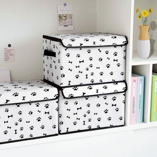 Image of Stackable Storage Bins with Lids,Closet Organizers Fabric Box for Home and Office,Blanket Clothes Organizers,Under Bed Storage Containers 3 Pack