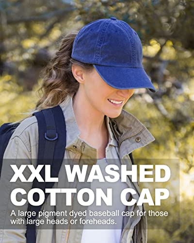 Image of XXL Baseball Cap For Big Heads, Soft Crown Washed Dad Hat, Oversized Denim Cap For Men Women Golf, Travel, Daily Wear
