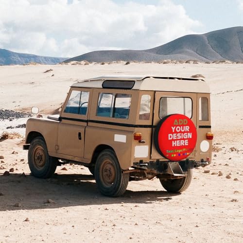 Image of Custom Spare Tire Cover 14-17 Inch, Personalized Universal Wheel Cover Add Your Own Photo Text Logo Waterproof Dust-Proof Tire Covers Protectors for Trailer Truck SUV Universal, Red