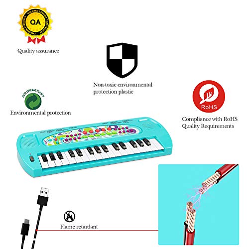 aPerfectLife Baby Piano Keyboard, 32 Keys Multifunction Electronic Kids Keyboard Piano Musical Instrument Toys for 3 Year Old Girls Boys (Blue)