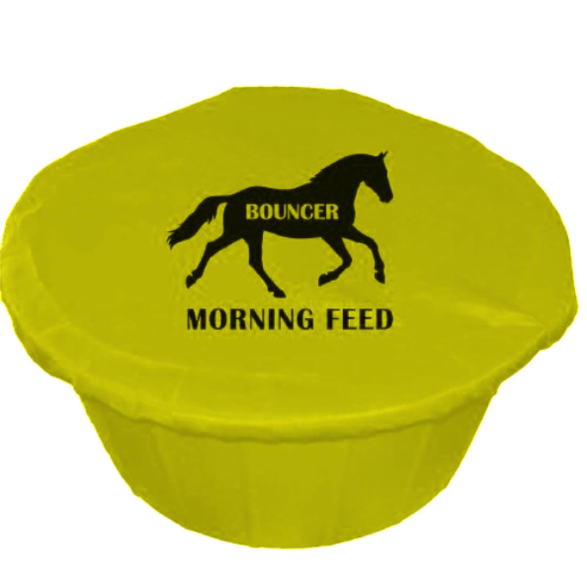 Personalised Horse Feed Bucket Covers, Multi-Coloured, Morning and Teatime Feed Design or Custom Text (Black Vinyl, Yellow)