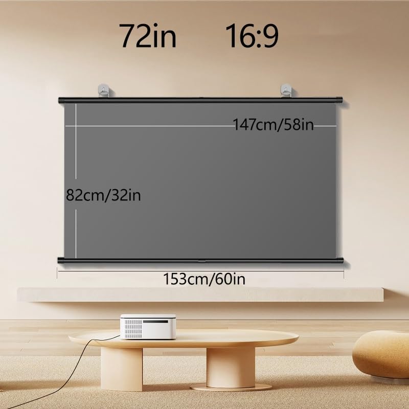 Pantalla proyector manual 72" 16:9 doble cara 4K HD miniatura 7