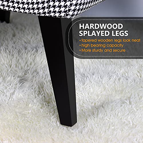 Eluchang Upholstered Accent Chair,Mid Century Modern Fabric Armchair,Comfy Wingback Chairs For Living Room Bedroom(Black&White) #TOP4