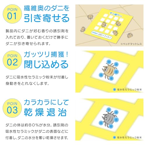 【自動で誘引×乾燥退治】ダニ捕りくん ダニ取りシート 3か月持続 犬用虫除け 3枚入り 殺虫剤不使用 子供やペットも安心