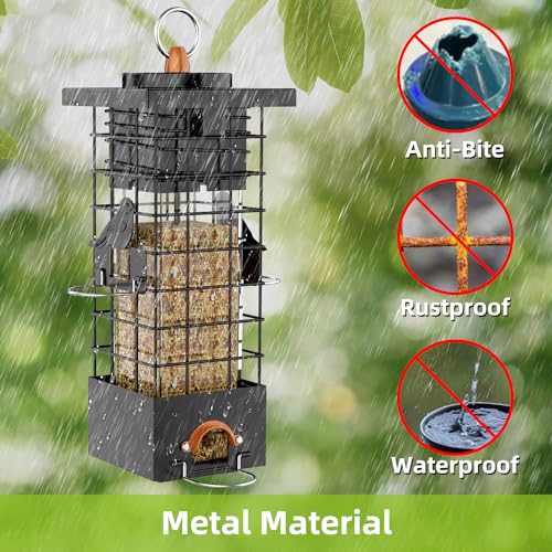 Kruoo Metal Squirrel Proof Bird Feeder For Outdoors Hanging Gravity Protection Squirrel Proof Wild Bird Feeders For Outside thumb #4