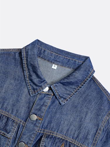 Women Denim Shirt Dress V Neck Short Sleeve Long Bottom Down A-Line Jeans Dresses with Pockets4