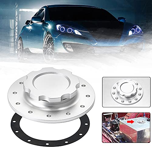 PQY Billet Aluminum Easy Fill Fuel Cell Gas Cap With 12 Hole Cell Bung and Gasket Sliver - Thumbnail 5