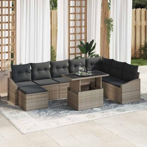 Frdhee Bettsofa Balkonmöbel, Garten-Sofa-Set mit Kissen 9 pcs Grau...