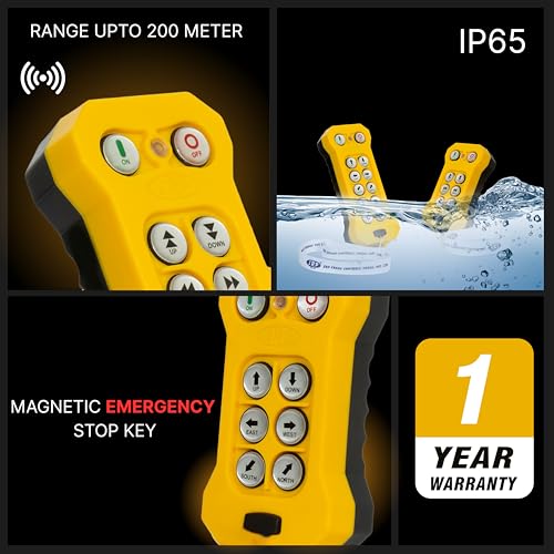 Image of SRP Single Speed Crane Wireless Radio Remote Control 6 Push Button Switch Industrial Channel Electric Lift Hoist Radio Switch Receiver (6+2) Button- 24V AC