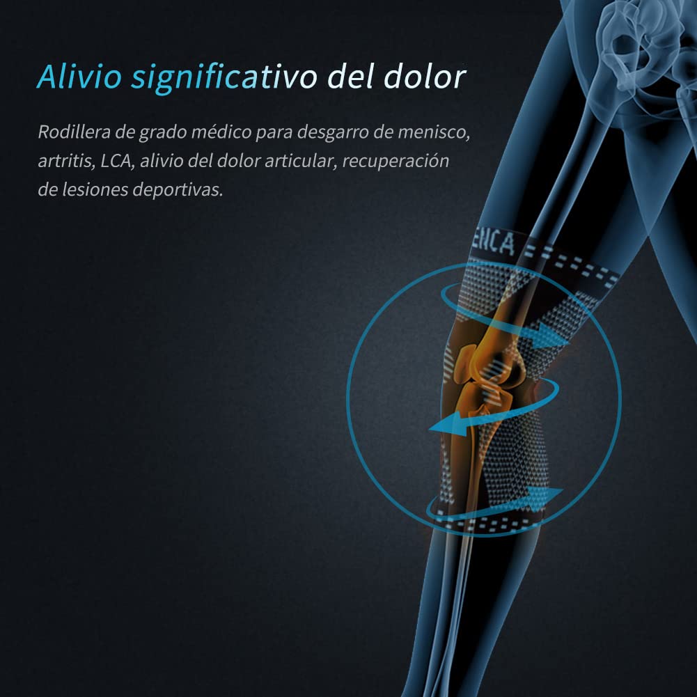 NEENCA Rodillera Profesional, Rodillera de Compresión con Almohadillas de Gel de Rótula y Estabilizadores Laterales para Hombre y Mujer, Rodilleras de Grado Médico para Correr, Desgarro de Menisco - 4