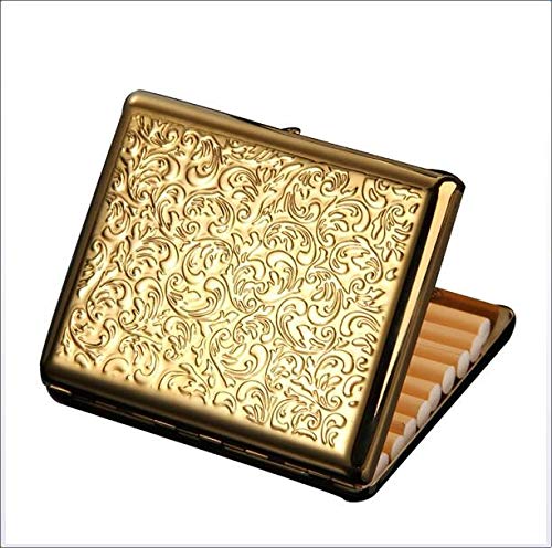 Preisvergleich Produktbild BEAUTYU Zigarettenetui, tragbar, ultradünn, reines Kupfer, Metall, für Herren, Antidruck-Zigaretten Box (hält 20 Stück)