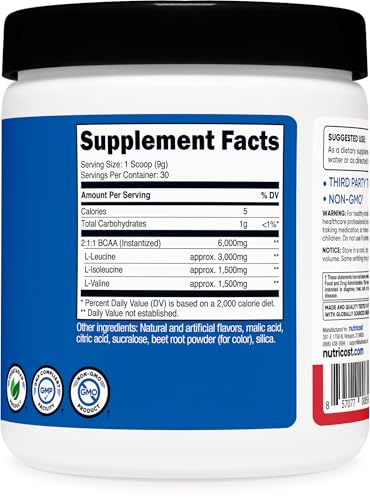 Nutricost BCAA パウダー 30食分 (ストロベリーキウイ味) 2:1:1 の商品画像 4