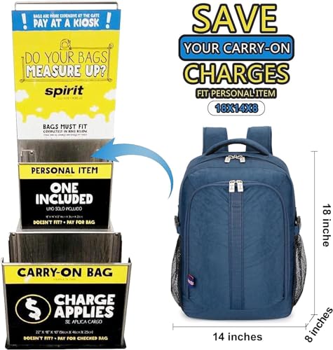 Boardingblue Under-Seat Backpack for Spirit, Frontier - Fits 18 x 13 x 8 Inches - Perfect Personal Item for Easy Air Travel - TSA-Approved3