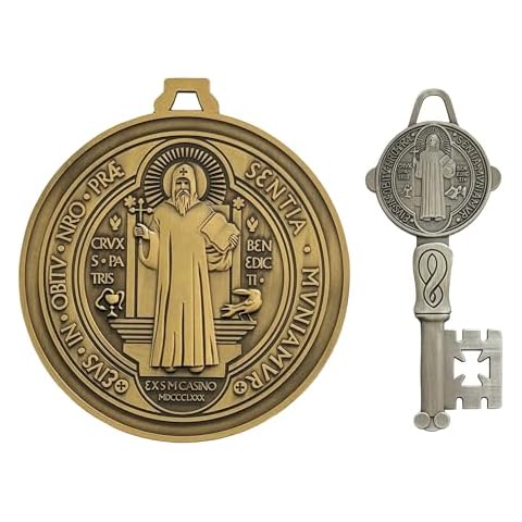 MUNIFICENCE Saint Benedict Big Gold Medal Wall Decor For Protection Home Blessing Charm/San Benito Medalla Grande Bendicion de casa proteccion mal de ojo Cover