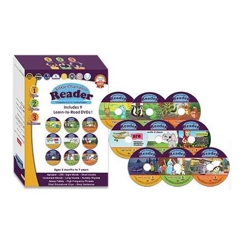 Early Learning Reading 9 DVD Set with 3 Levels - Teaches Alphabet, Sight Words, Phonics, Phrases, Story Sentences, and Nursery Rhymes with 35 Video Lessons - Baby, Toddler, Preschool, Kindergarten Cover