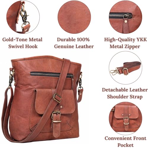 Women’s Genuine Leather Crossbody Bag – Large, 13″ Tablet Friendly Travel Purse3
