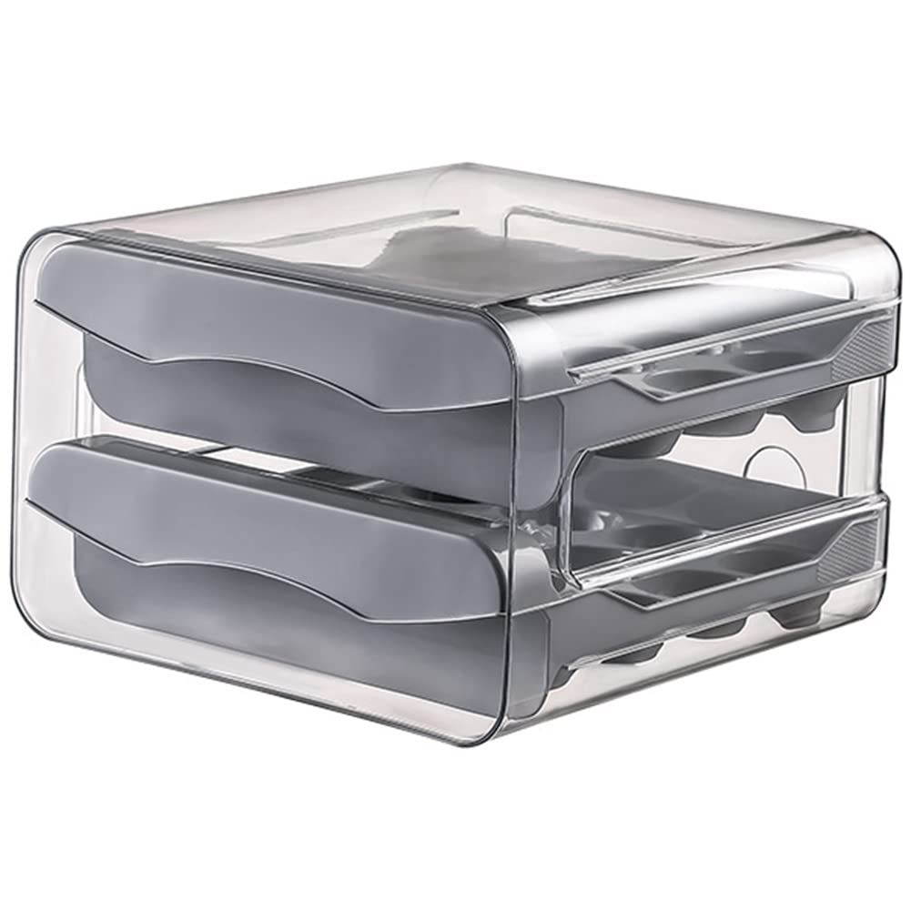 CTRLZS 32 Grid Egg Holder,Household Egg Storage Box for Fridge, Transparent 2Layer Chicken Storage Container (Gray)