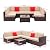 VINGLI 7 Piece Outdoor Patio Furniture Set Wicker, Outdoor Sectional Sofa Set, Patio Conversation Set with Cushion and Glass Table (Brown)