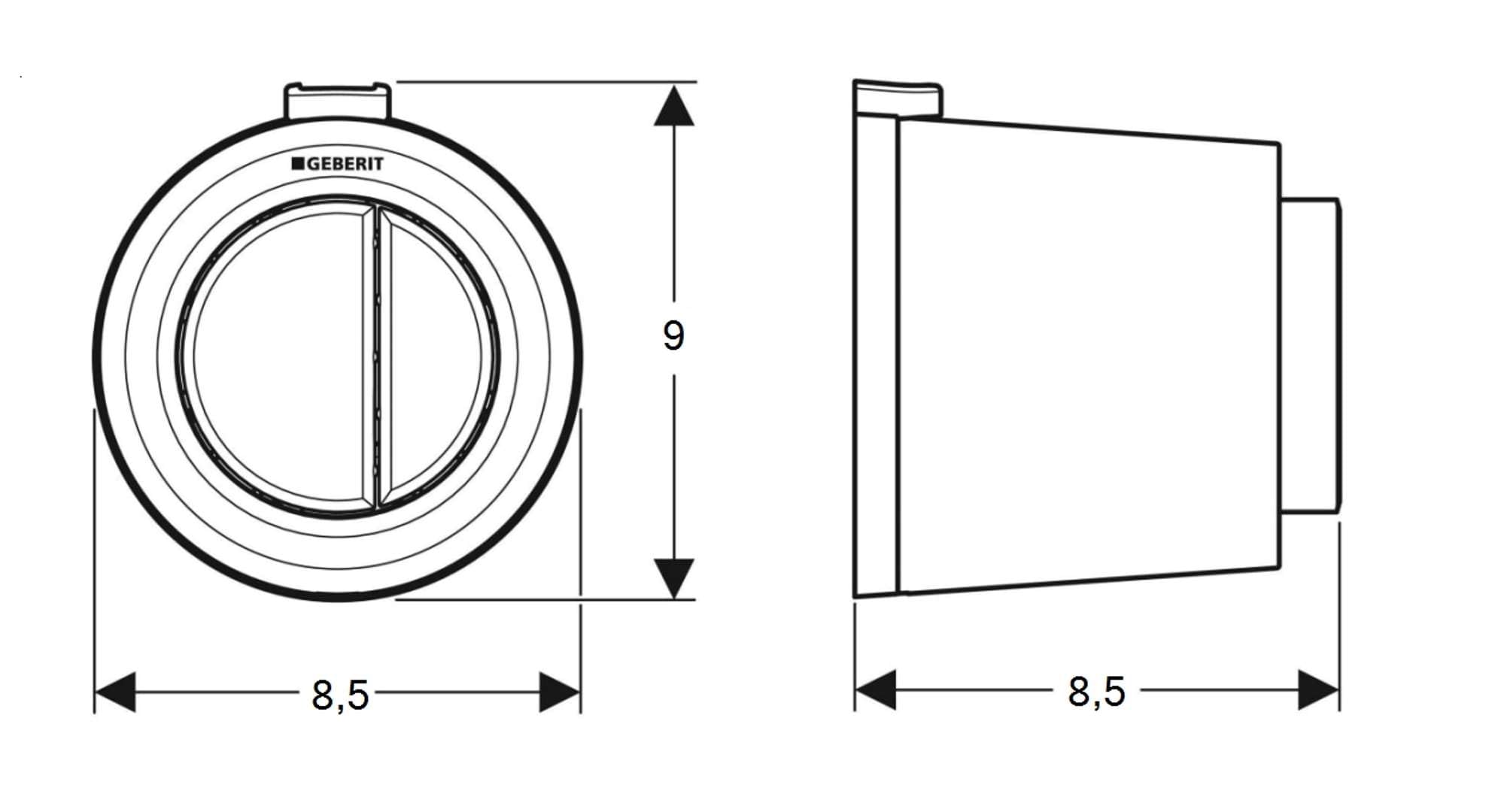 Geberit - Pulsador A Distancia Geberit Serie 01, Neumático, Para Doble Descarga, Para Cisterna Empotrada Sigma 8 Cm, Pulsador Visto: Blanco Alpino (116.049.11.1)