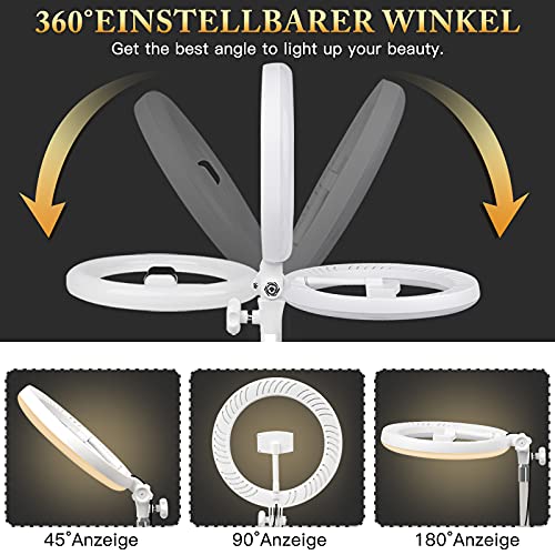 Ringlicht Laptop, LED Ringlicht mit Stativ und Handyhalter für Handy & Webcam, 10" Selfie Videokonferenz Licht für Videoanrufe, Selbstübertragung, YouTube, TikTok, Make-up – Bild 7