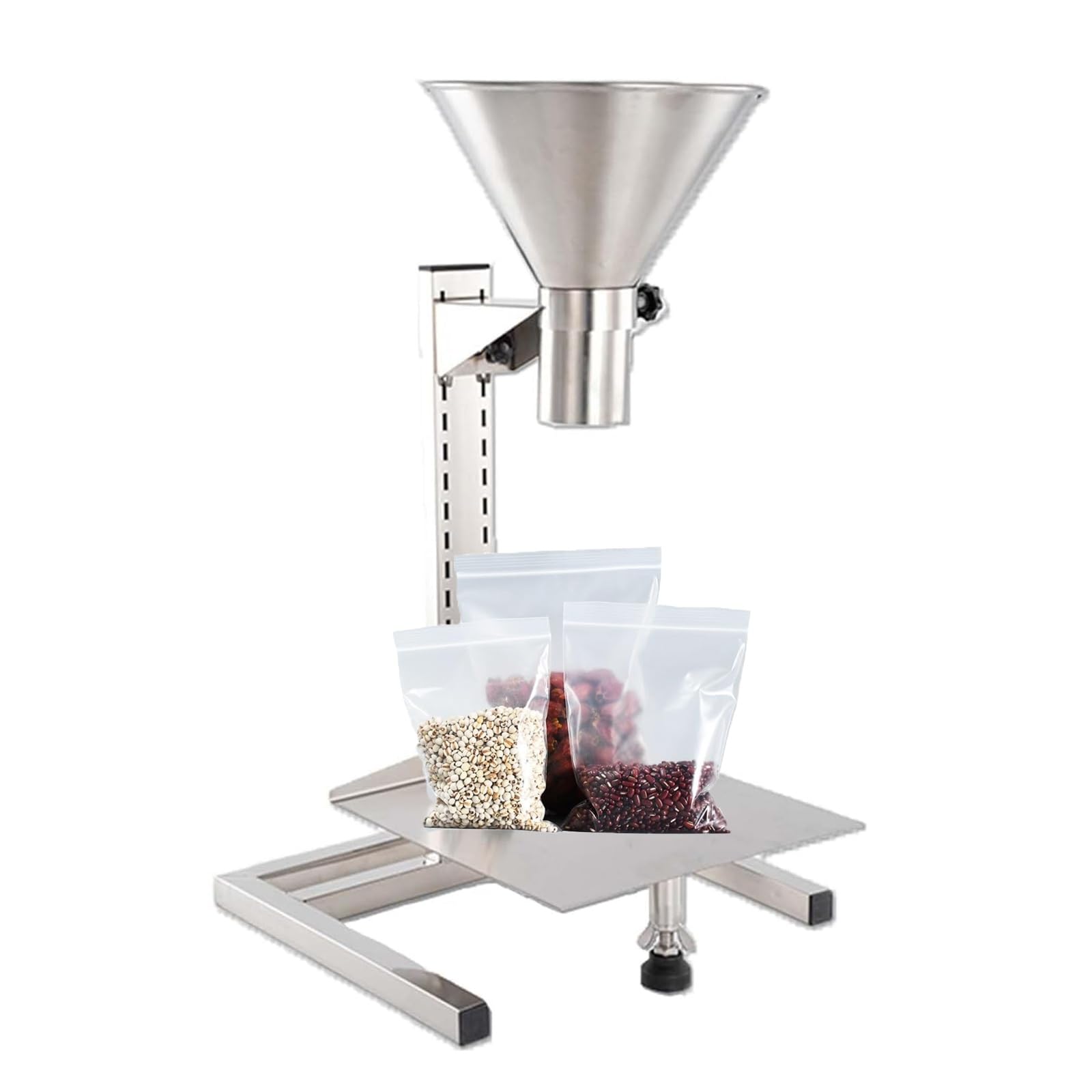 Tolva de alimentación de acero inoxidable, embudo comercial de acero inoxidable con soporte, perfecto para materiales en polvo, granulados, líquidos y pastas en cocinas y uso industrial.(8cm)