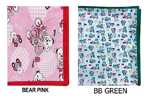 Image of EcoSoft Plastic Sheet,PVC Sheet for Kids,Rubber Sheet for Babies,Bed Wetting Protector(90 x 135 cm) (Pink Bear & Green BB)