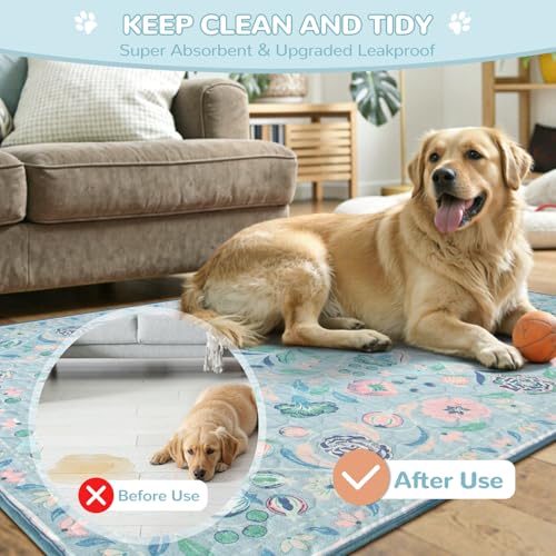 Image of Lahome Washable Reusable Pee Pads for Dogs, 2 Pack, Blue, 24x24 | Super absorbent, waterproof training mats with leakproof non-slip backing; suitable for potty training, crates and floors.