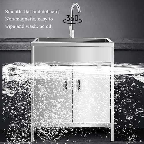 Freestanding Utility Sink,Cabinet Sink Free Standing Stainless Steel Kitchen Sink Laundry Sink Hand Washing Station Corner Kitchen Sink Utility Sink Freesta(50x40x80cm