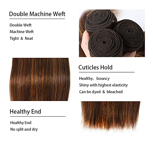 Extensiones de cabello humano liso y virgen sin procesar con brillo natural 4