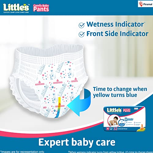 Image of Little's Baby Pants Diapers,Medium (M),7-12 kg,32 Count, with Wetness Indicator & 12 Hours Absorption (Pack of 2)
