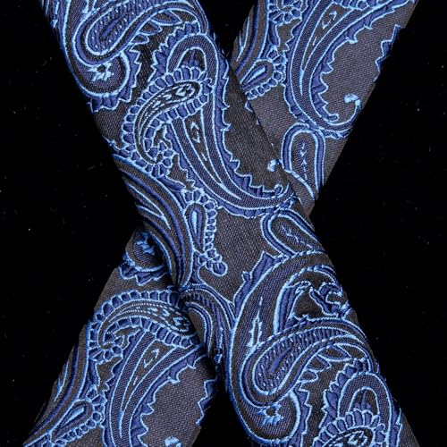 Image of Hi-Tie Men's Suspenders and Tie Set Silk Adjustable Elastic Y Braces with Strong 6 Clips Pocket Square Set