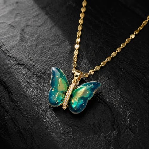 MEENAZ Butterfly Pendant Necklace Gold - Image 6