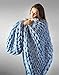 INOBXR Comoda Coperta Calda, Spessa, Filato Gigante, Coperta Lavorata a Maglia, Tessitura Manuale, Morbida e Calda,Blu,130x170cm(51x67inch)