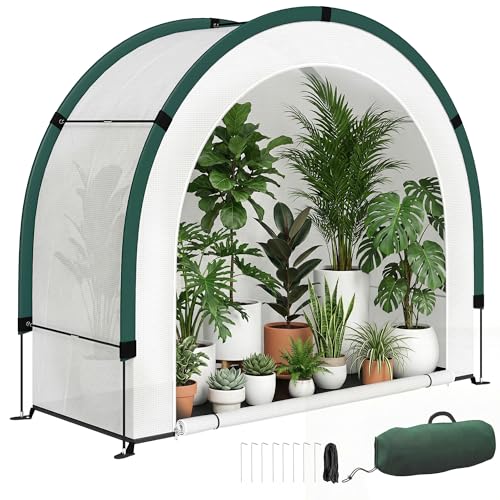 Outsunny Serre de Jardin Pliable et Portable, Petite Serre de Balcon en Bâche PE et Porte Zippée, pour Légumes Plantes Fleurs, 200 x 80 x 164 cm, Vert