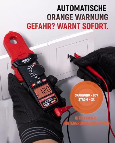 KAIWEETS KC200D Stromzange，Mini Strommesszange, True RMS Stromzangenmessgerät für AC/DC Spannung und Strom, mit NCV Erkennung, Widerstands-, Kapazitäts-, Dioden-, Frequenz- und Durchgangsmessung