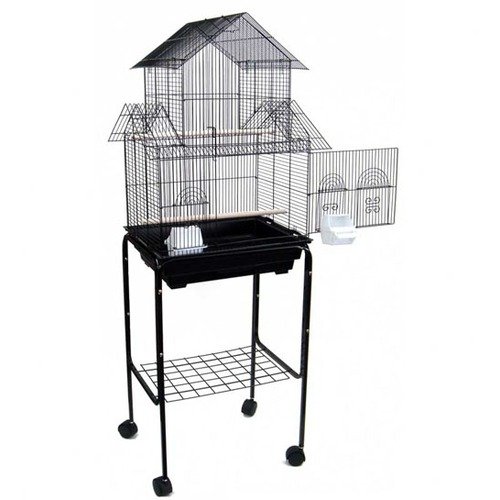 212 Main 5844-4814BLK Pagoda Small Bird Cage with Stand in Black