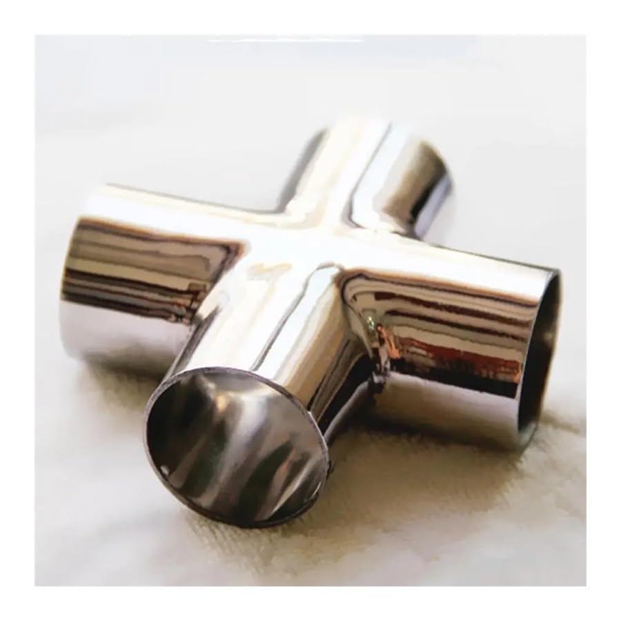 PAKMEZ 60mm Pipe OD Butt Welding Cross 4 Ways Splitter Sus 304 Stainless Steel Fitting Spliter Homebrew Beer Wine