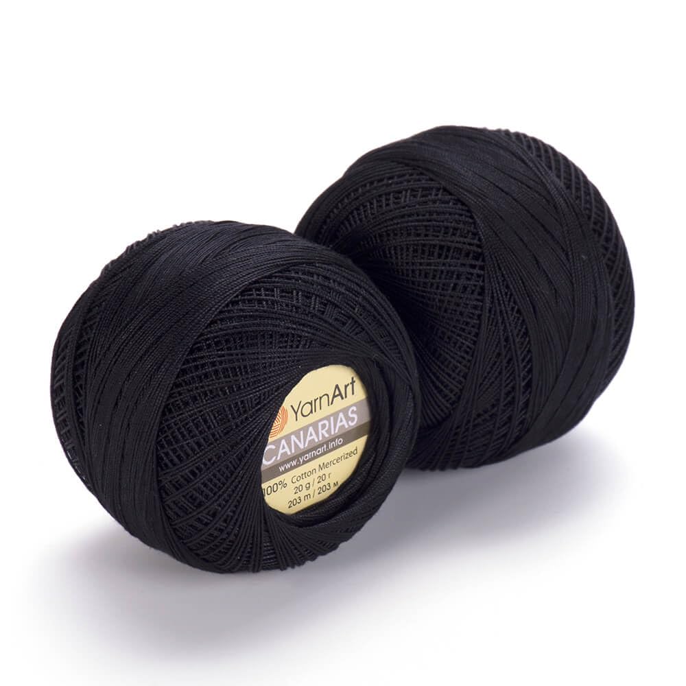 YarnArt Canarias 100% Mercerized Cotton Crochet Thread – 20g (0.7 oz), 203 Yards – Ultra Fine Lace Weight Yarn for Crochet, Lace, Doilies, Embroidery & Accessories (9999, Black)