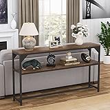 Tribesigns 70.9 inch Extra Long Sofa Table Behind Couch, 2-Tier Console Table Narrow Entryway Hallway Table for Living Room, Small Space