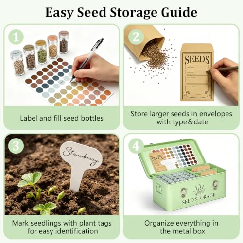 60-Slot Metal Seed Storage Organizer Box, Seed Saving Box - Image 4
