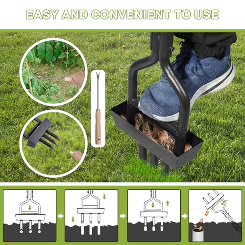 HYCHIKA Lawn Aerator, Hollow Tine Aerator with 3 Hollow Tine, Soil Column Collection Box, T-Handle, Manual Garden Lawn Core Aerator Tool, Grass Spikes for Soils and Lawn Care 3 HYCHIKA Lawn Aerator, Hollow Tine Aerator with 3 Hollow Tine, Soil Column Collection Box, T-Handle, Manual Garden Lawn Core Aerator Tool, Grass Spikes for Soils and Lawn Care - Image 3